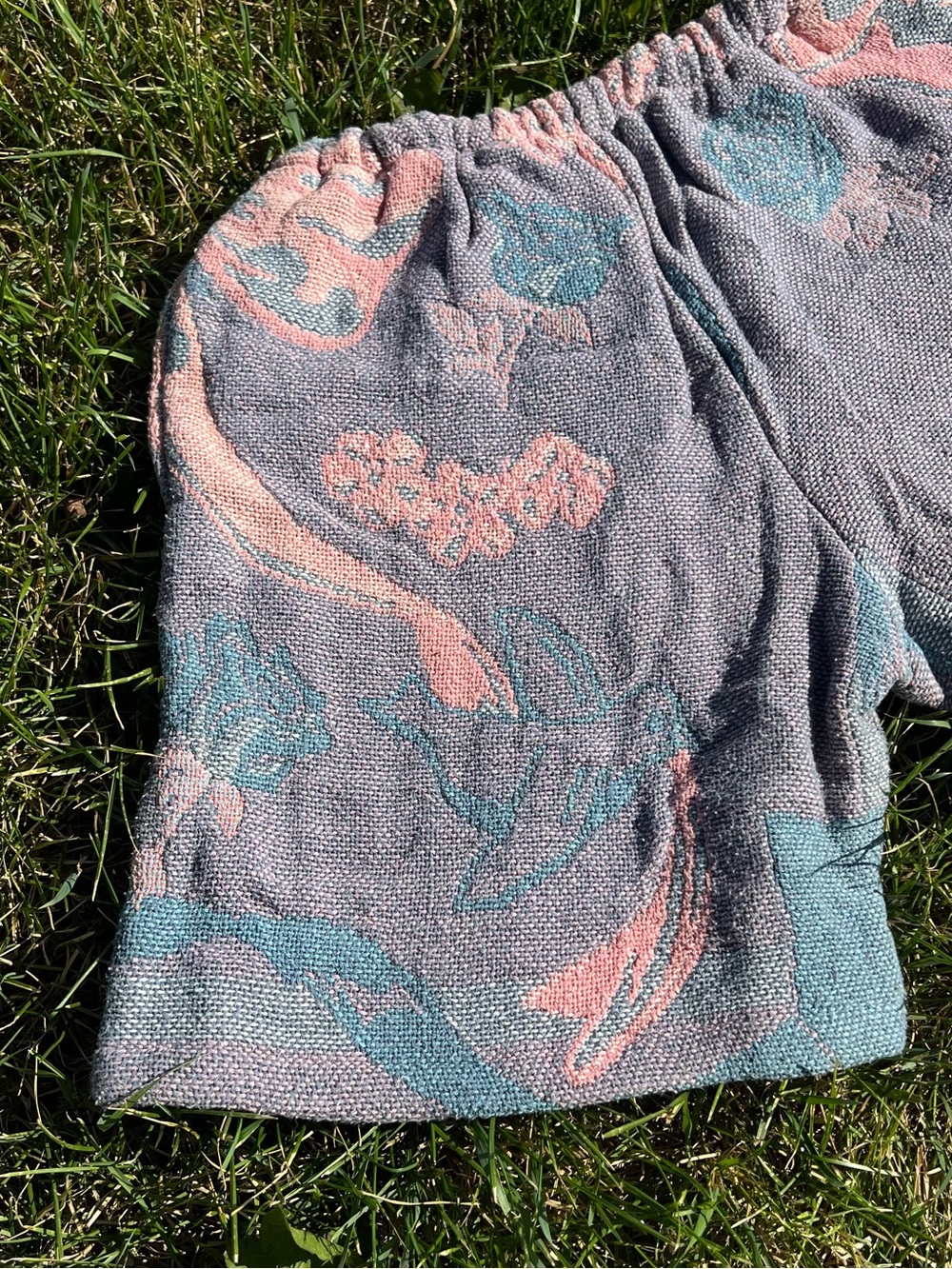 Upcycled Cotton Tapestry Shorts- Pastel - Picture 3 of 7
